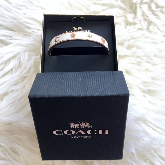 COACH Enamel Motif Bangle Rs/Chalk white - Picture 2 of 4